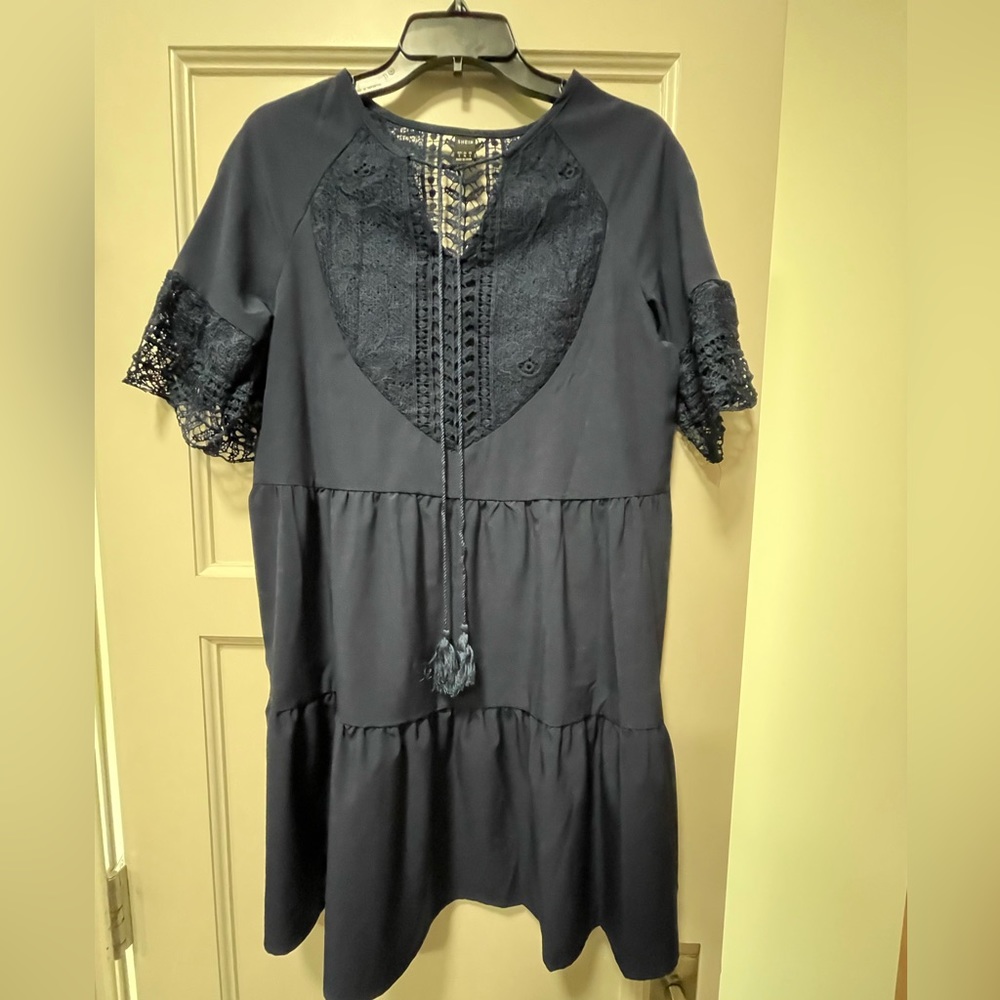 SHEIN Lace Detail Dress in Navy
